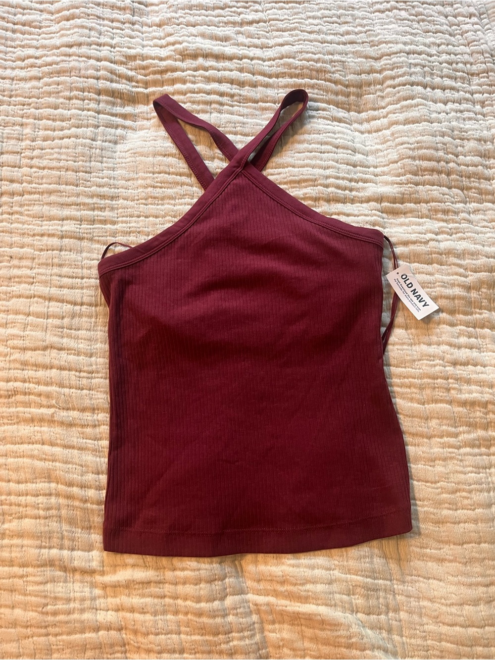 Old Navy Maroon Ribbed Cross-Back Cami